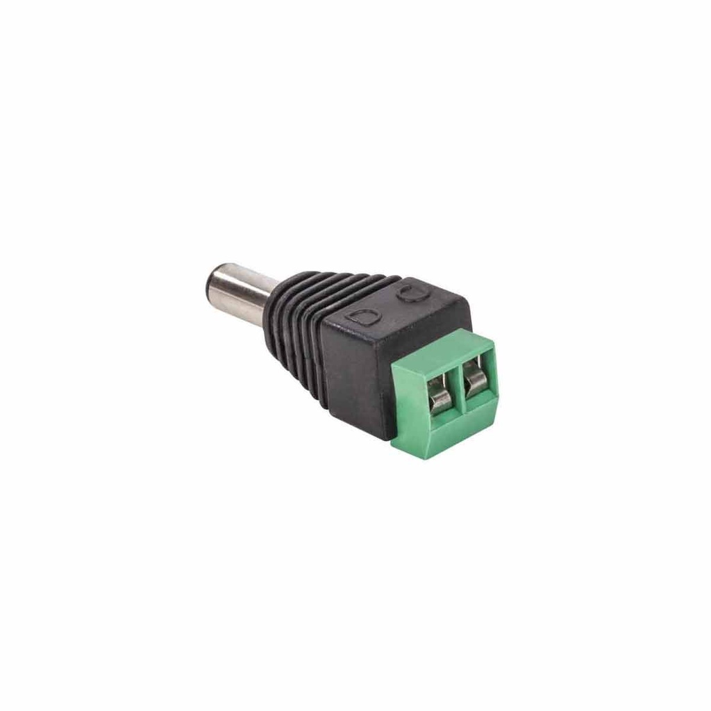 CCTV-320 Conector de corriente de plug (macho) invertido de 2,1 mm a dos terminales para alimentación de cámaras de seguridad (CCTV).