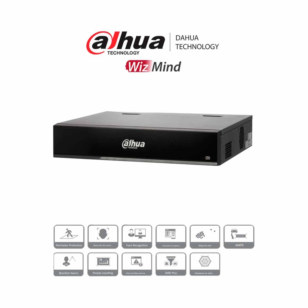 DAHUA DHI-NVR5432-EI/ NVR de 32 Canales IP 4K/ WizSense/ Smart H.265+/ Rendimiento 384 Mbps