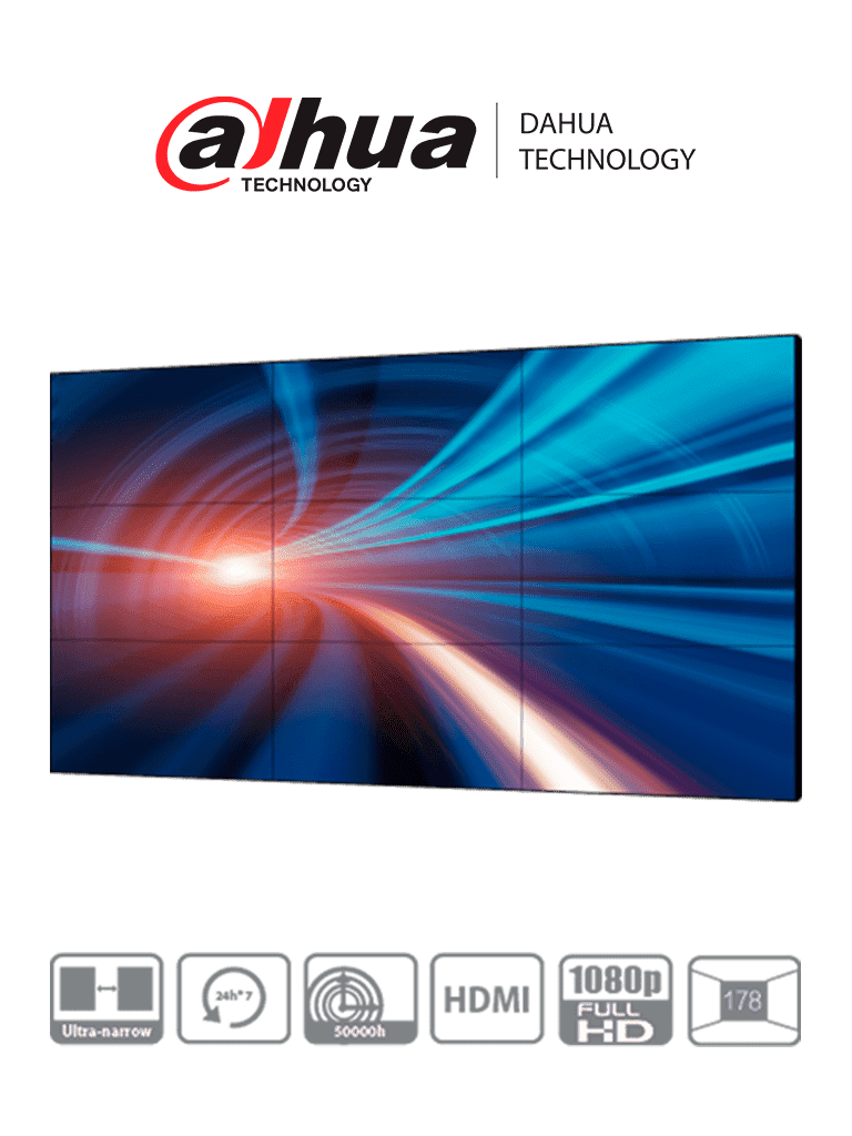 DAHUA LS550UEH-EG - Pantalla Full HD para Videowall de 55 Pulgadas/ Panel IPS LCD Industrial/ Marco Ultradelgado de 0.88 mm/ Soporta Daisy Chain (Conexión HDMI en Cadena)/ Interfaces HDMI, DVI, VGA, BNC, USB/ #LoNuevo