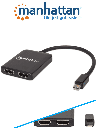 MANHATTAN 152723 - Convertidor / Splitter de Mini DisplayPort a 2 Puertos HDMI/ Resolución 4K@30Hz/ Soporta Modos de Espejo, Escritorio Extendido y Video Wall/ Video full 3D y Color Intenso/ Soporta DTS Master Audio Comprimido/