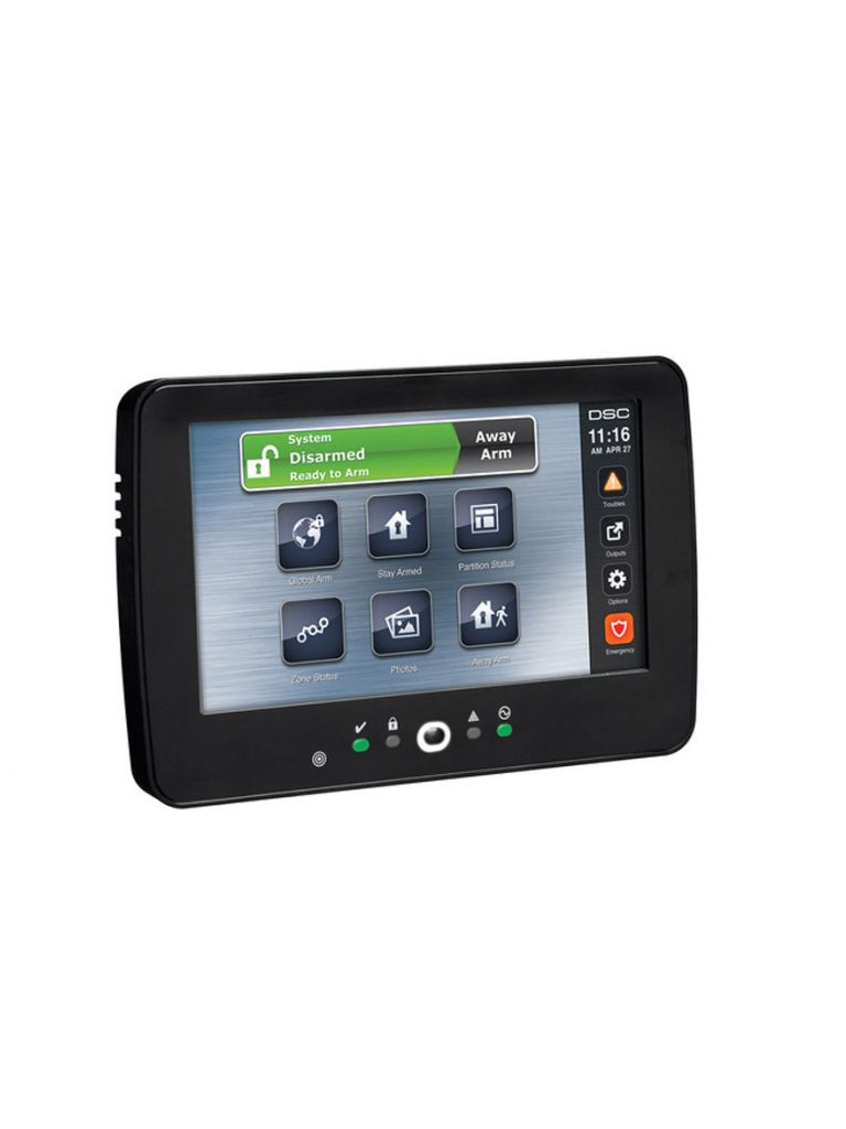 DSC HS2TCHPBLK N - Teclado Cableado de Pantalla Táctil negro de 7’’ 