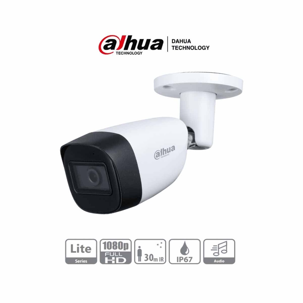 DAHUA HAC-HFW1200CMN-A- Camara Bullet 1080p/ Lente de 2.8 mm/ Micrófono Integrado