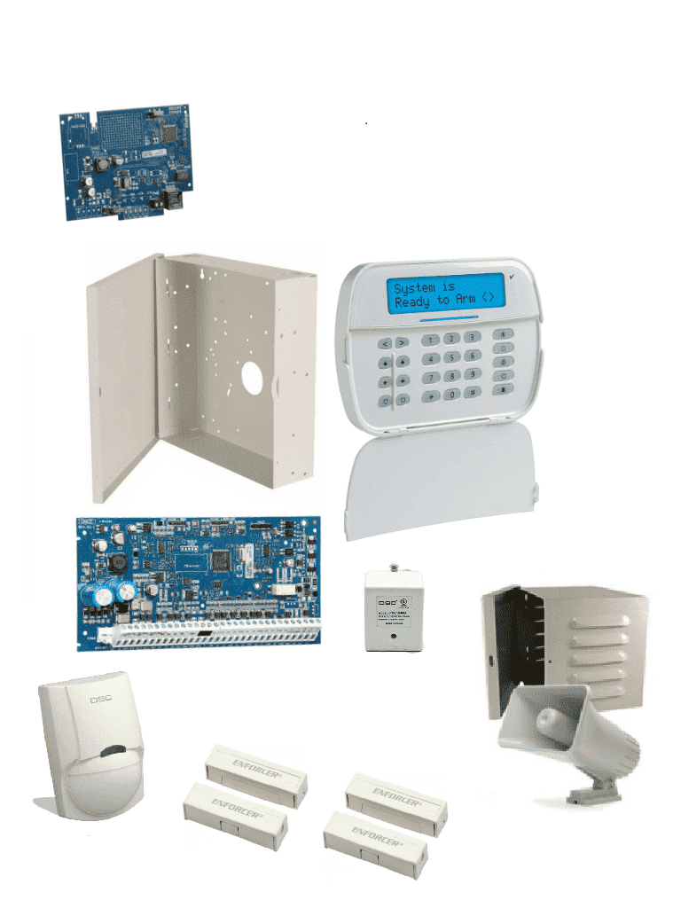 DSC NEO-LCD-SIRENA-IP-SB- Paquete SERIE NEO con panel HS2032 de 8 zonas expandible a 32