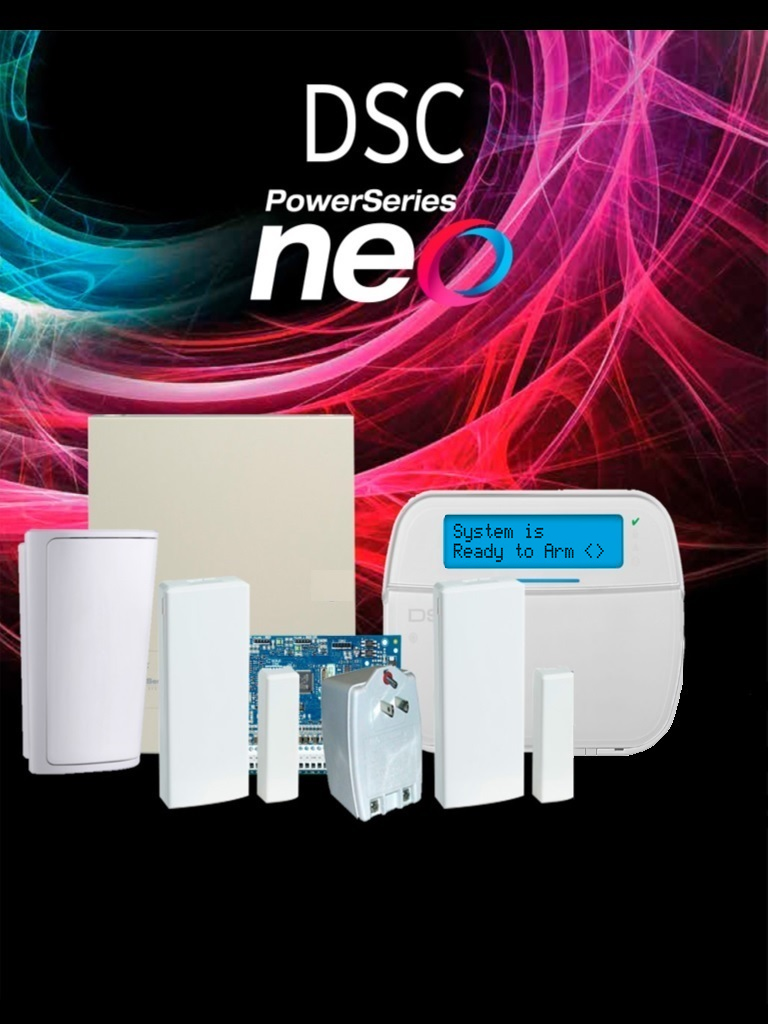 DSC NEO-RF-LCD-SB - Paquete NEO con 32 Zonas/ Panel HS2032/ Teclado Alfanumérico  