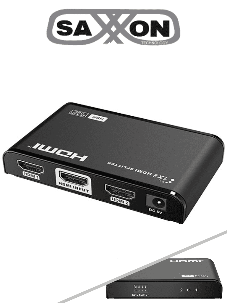 SAXXON LKV312HDR-V2.0 - Divisor de Video HDMI 4K de 1 Entrada y 2 salidas/ Soporta Resolución 4Kx2K @30Hz/ 1080P/