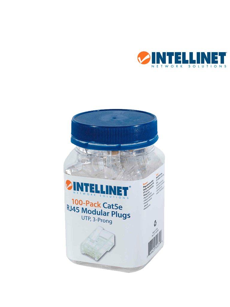 INTELLINET 502399 - Plug RJ45 CAT5E solido UTP / Bote 100 piezas / ORO 15-micras