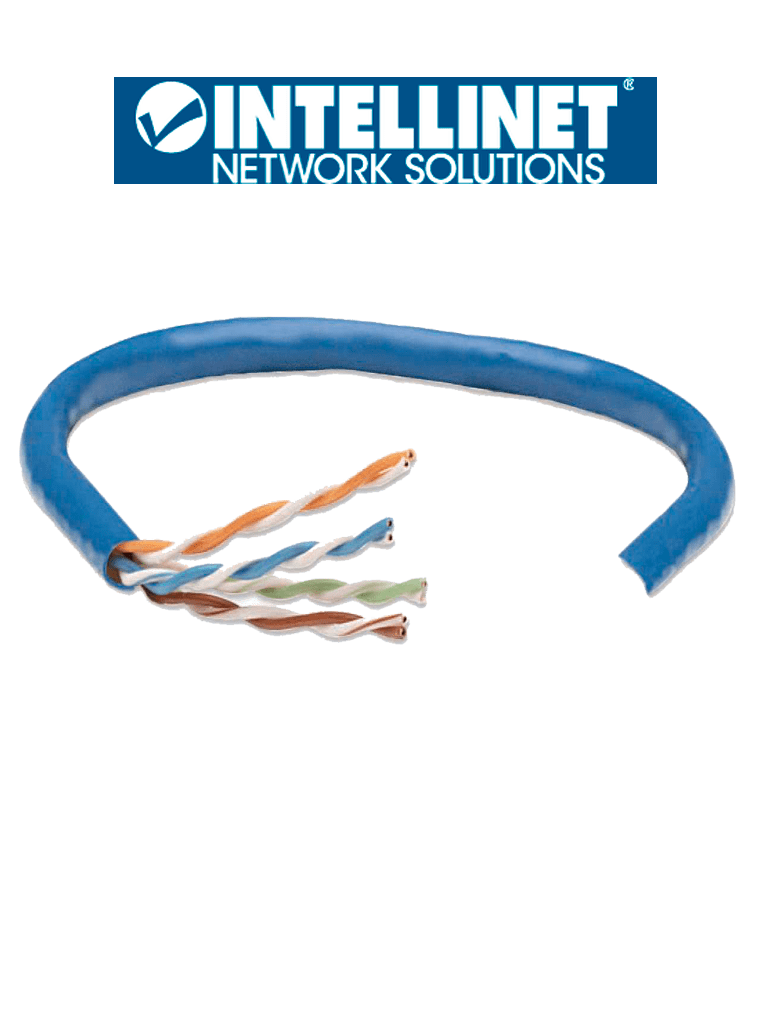 INTELLINET 705059 Bobina de Cable UTP Cat6, Sólida, 100% cobre Cable UTP, Filamento sólido, 23 AWG, 100% cobre, clasificación CM, 305 m, Azul 