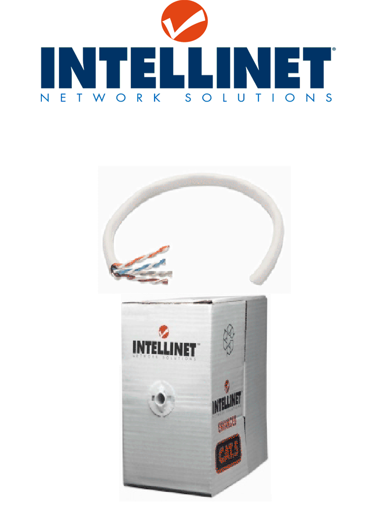 INTELLINET 705073 Bobina de Cable UTP Cat5e, Sólida, 100% cobre, CM 305 m en caja, Gris, 24 AWG