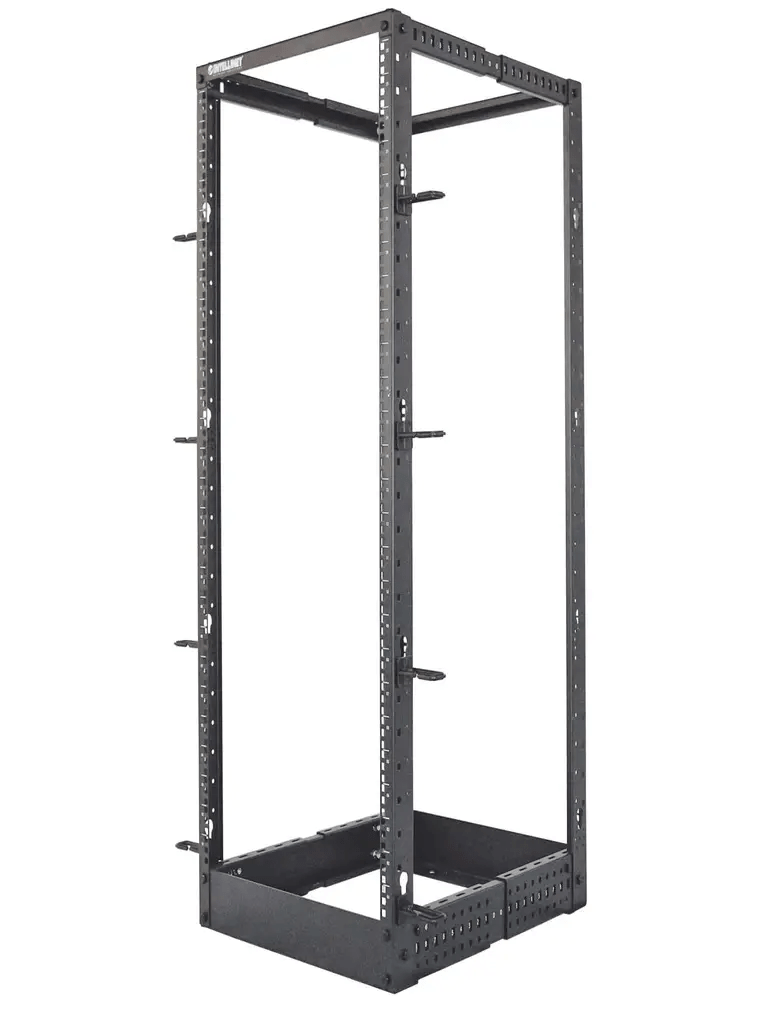 INTELLINET 714419 Rack abierto de 4 postes, 19" 48U, Desarmado / Negro / Profundidad Ajustable desde 55.8 a 101.6 cm (22 a 40 pulgadas)
