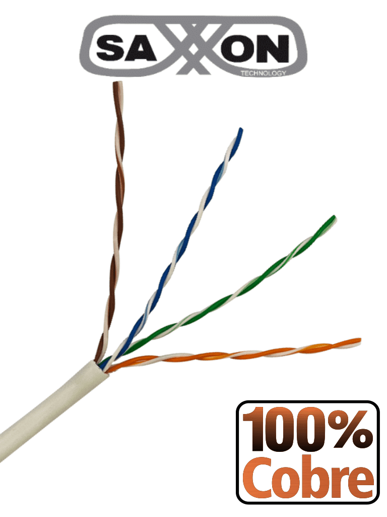 SAXXON OUTP6COP305BC - Bobina UTP Cat6 100% Cobre/ 305 Mtro/ Blanc Interior/ 4 Pares/UL444/ CERT ISO9001/ RoSH (1010463)