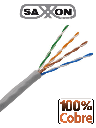 SAXXON OUTPCAT5E - Bobina de Cable UTP Cat5e 100% Cobre/ 305 Metros/ Color Gris/ Uso Interior/ 4 Pares/ Soporta Pruebas de Rendimiento/ Ideal para Cableado de Redes y Video/