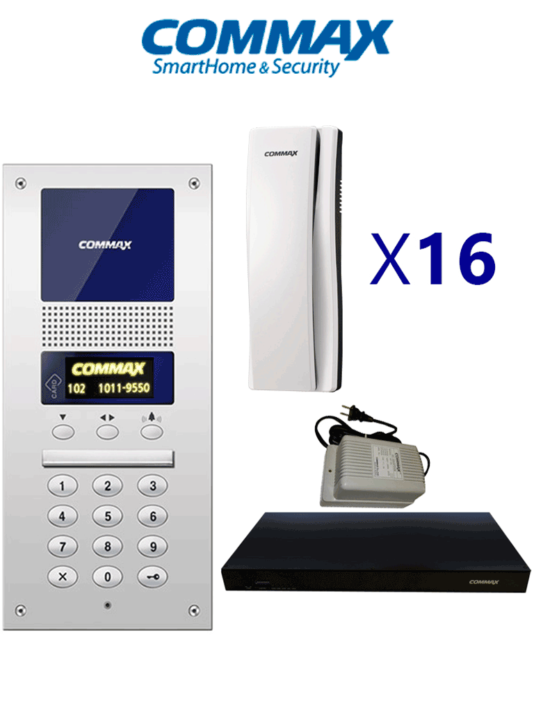 COMMAX AUDIOGATE16PAK - Paquete de Audio portero departamental sistema Audiogate con apertura de puerta