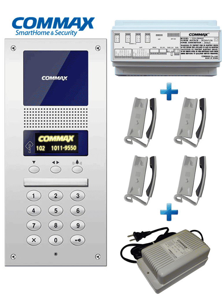 COMMAX AUDIOGATE4P - Paquete de audio portero con 4 auriculares AP2SAG para 4 departamentos