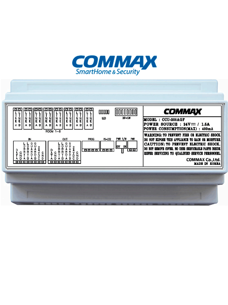 COMMAX CCU208AGF - Distribuidor de piso para sistema de audio portero departamental