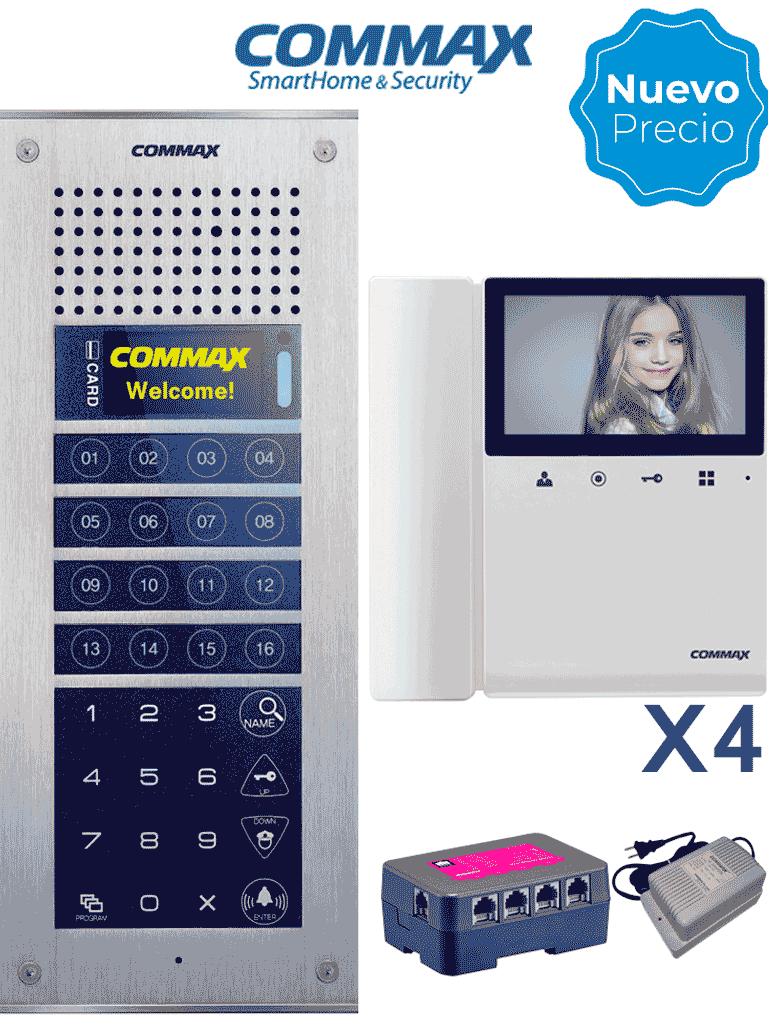 COMMAX MODUM4PACK - Paquete base de solución departamental incluye un frente de calle CMP4BCT