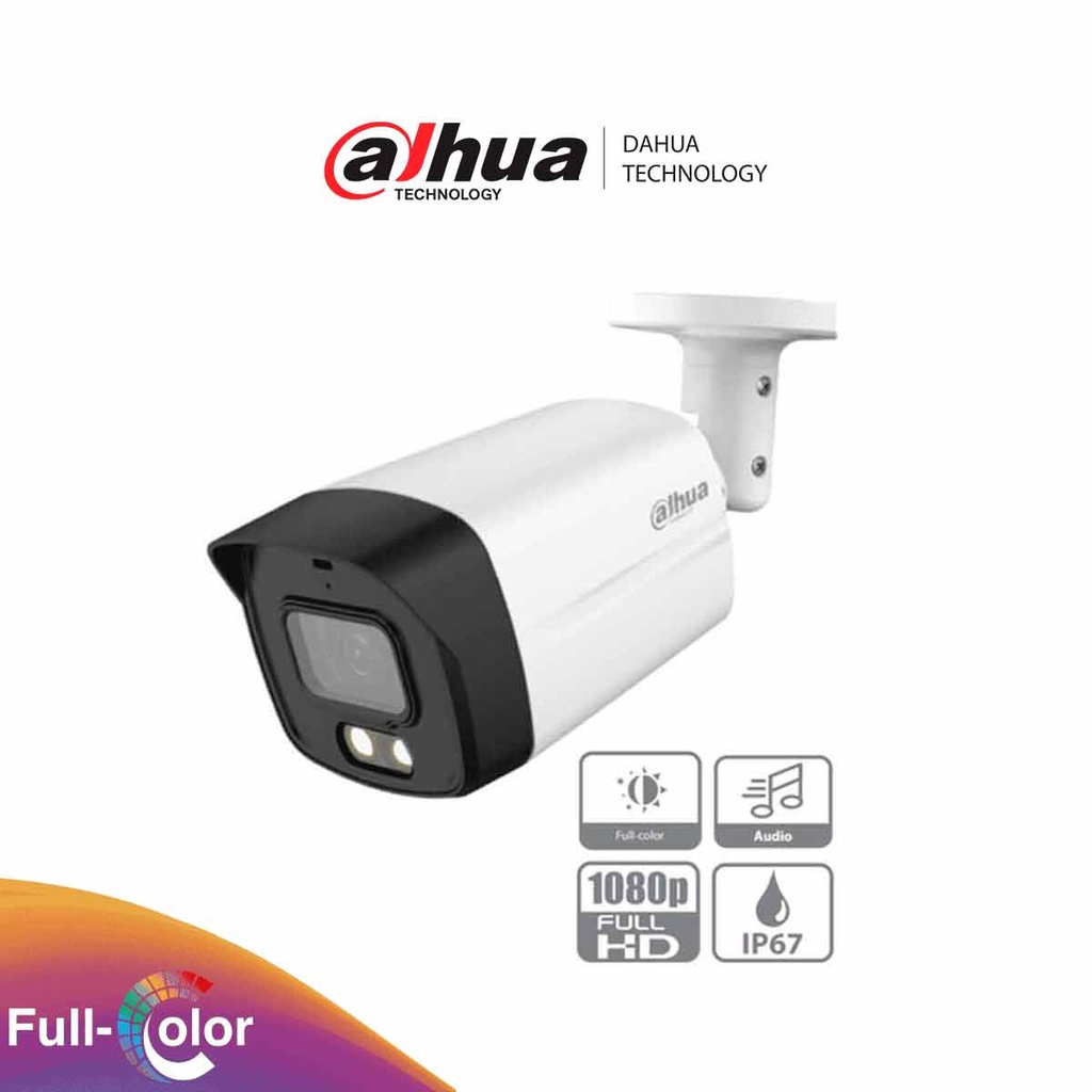 DAHUA HAC-HFW1209TLMN-A-LED - Cámara Bullet Full Color de 2 Megapíxeles/ 1080P audio 