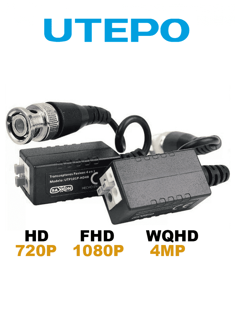 UTEPO UTP101PHD4BPAQ- Paquete de 100 pares de transceptores pasivo 4 en 1 / 4 Megapíxeles 