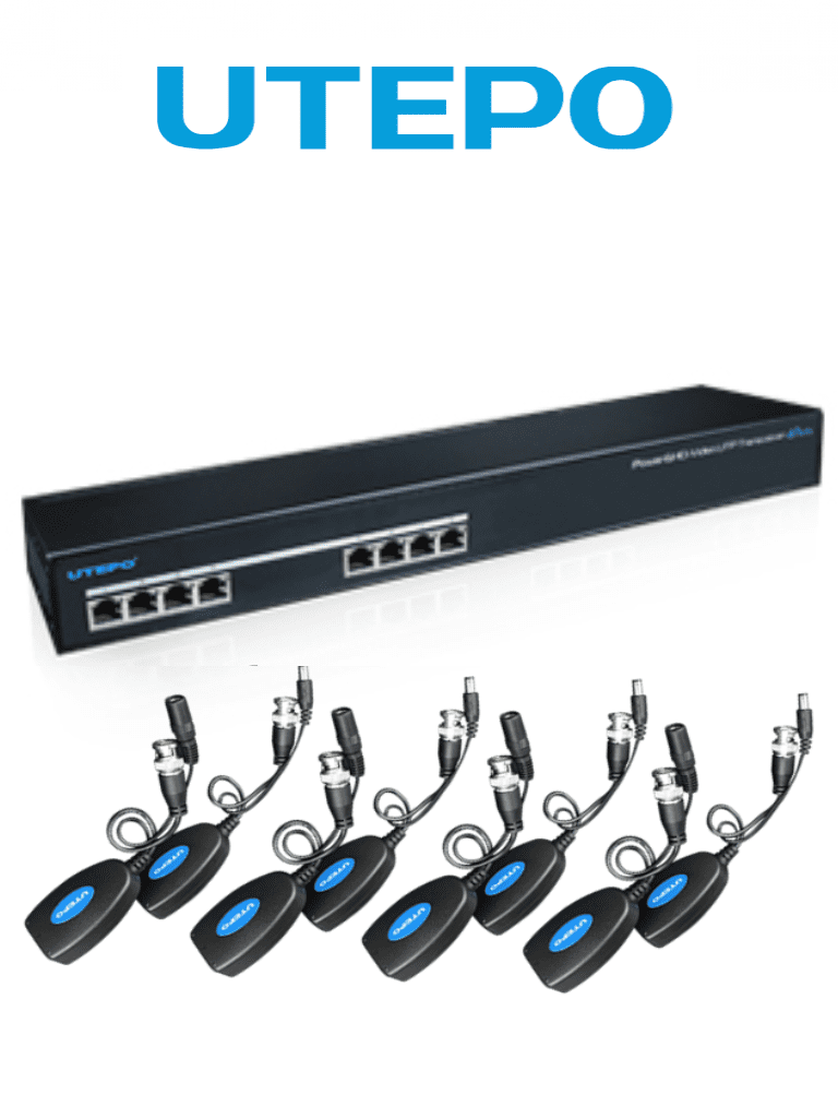 UTEPO UTP108PVHD2 - Kit de Transceptores de Video y Energía para 8 Canales