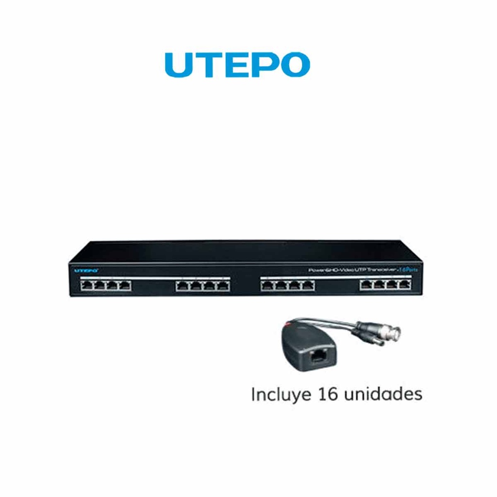 UTEPO UTP116PVHD2 - Transmisor y receptor de 16 canales de video y energia 