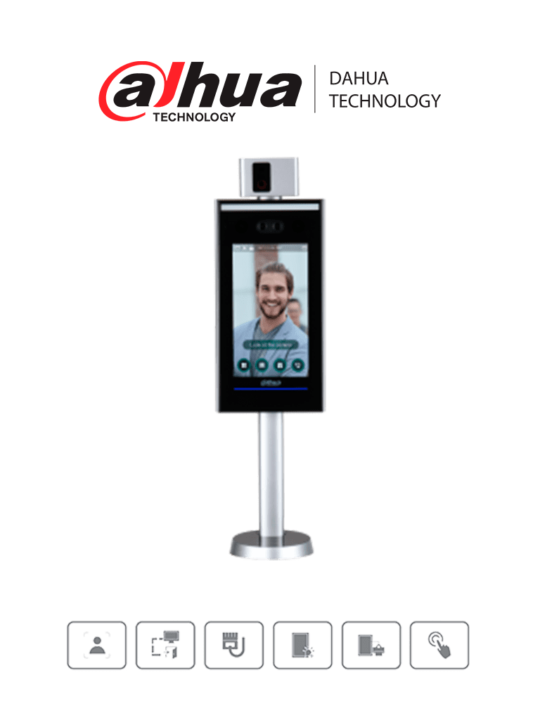 DAHUA DHI-ASI7223X-A-V1-T1 - Control de Acceso con Reconocimiento Facial  y Medición de Temperatura
