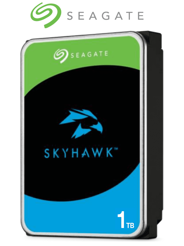 SEAGATE ST1000VX005 - Disco Duro de 1TB SkyHawk/ Para Videovigilancia/ Ideal para Trabajo 24/7/ Inteface: SATA de 6 Gb/s/ Hasta 64 Cámaras/ Hasta 8 Bahías/  36 Meses de Garantía/