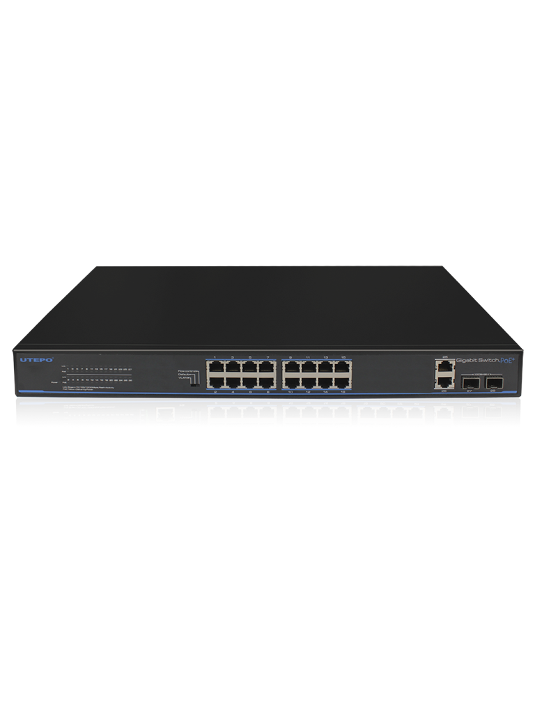 UTEPO UTP3GSW1604TSP200 - Switch  Gigabit  PoE / No administrable / 16 Puertos  PoE  Gigabit 