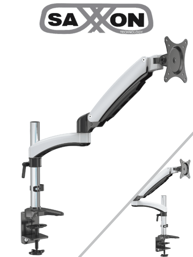 SAXXON SXVMDS112D - Soporte de Escritorio para Monitores de 15 a 27 Pulgadas/ 6 Kg de Carga/ Brazo Articulado/