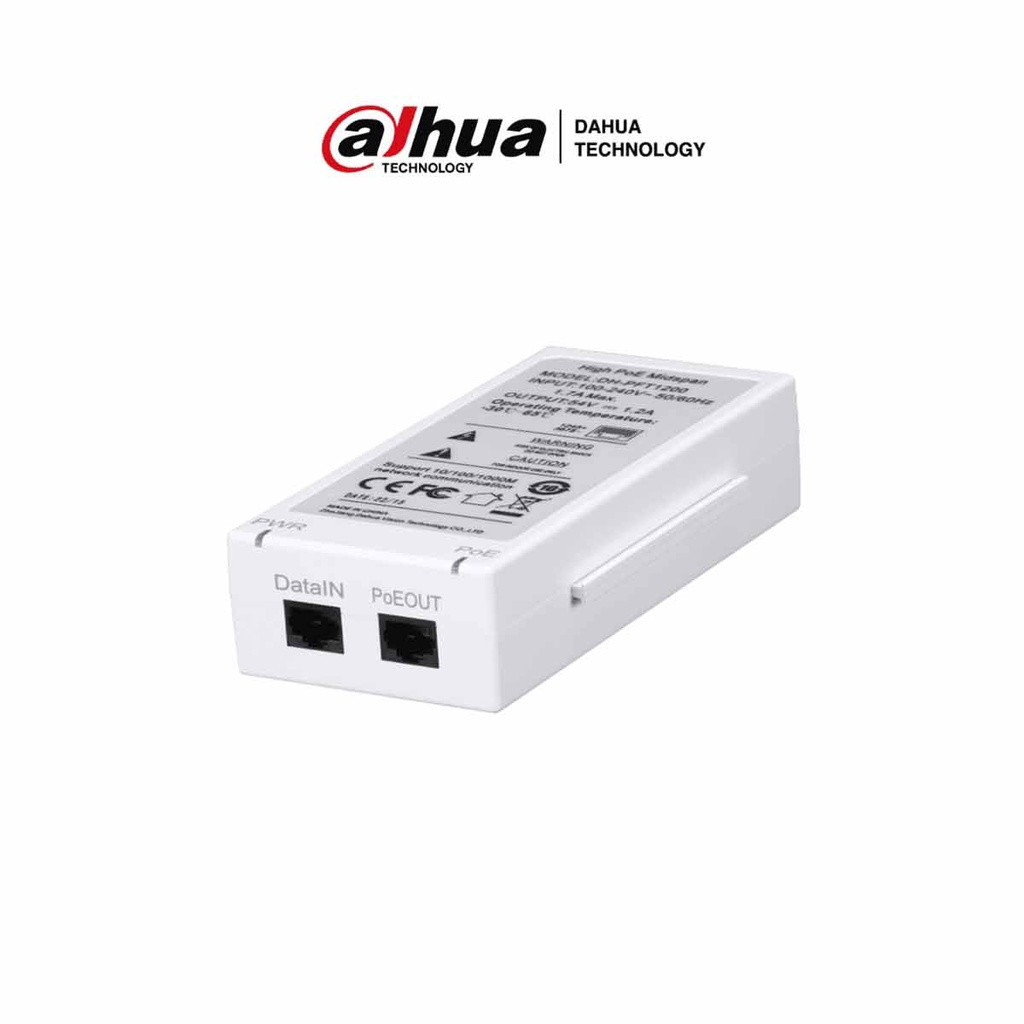 DAHUA PFT1200 - Inyector Hi-Poe Midspan Gigabit/ Soporta PoE