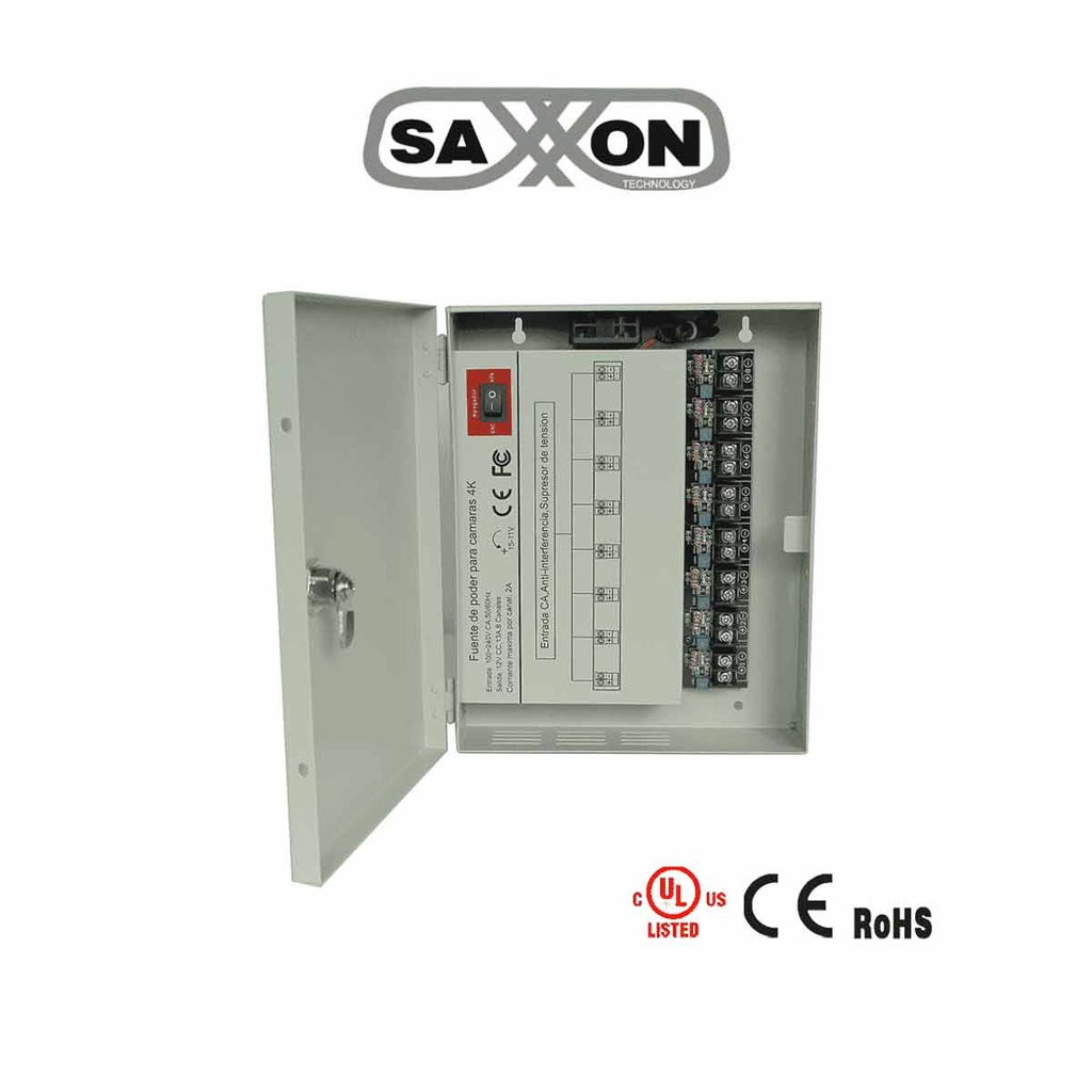 SAXXON PSU1213D8H- Fuente de Poder Profesional de 11 a 15 vcd/ 13 Amperes