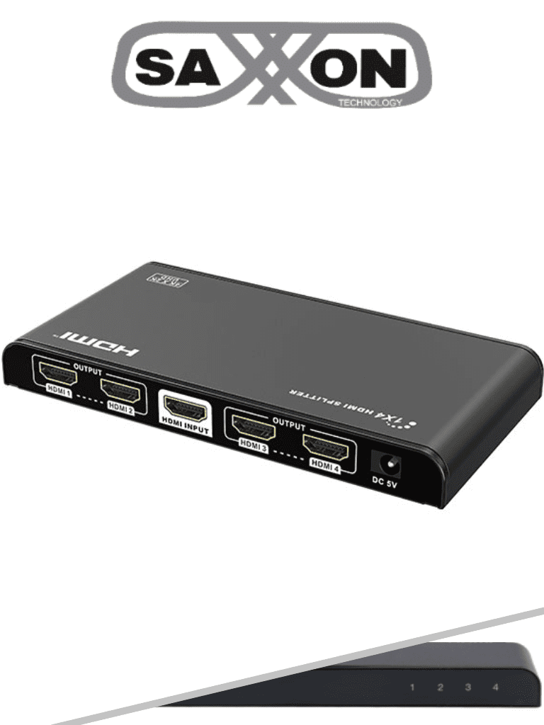 SAXXON LKV314PRO - Divisor de Video HDMI/ 1 Entrada y 4 Salidas/ HD, 4K & 2K @ 30Hz/ 30 Mts en Entrada y 25 Mts en la Salida