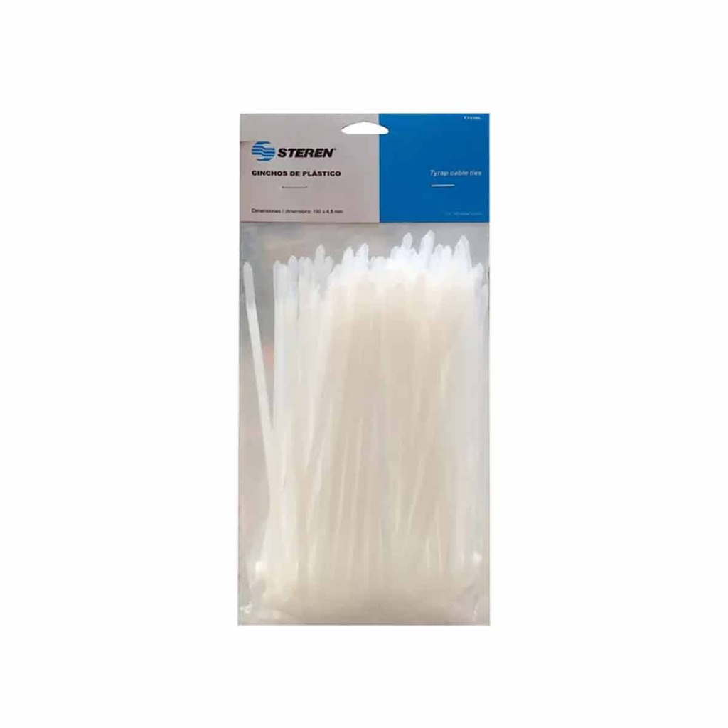 TY23BL Bolsa de 100 cinchos sujeta cables extra cortos, color blanco 
