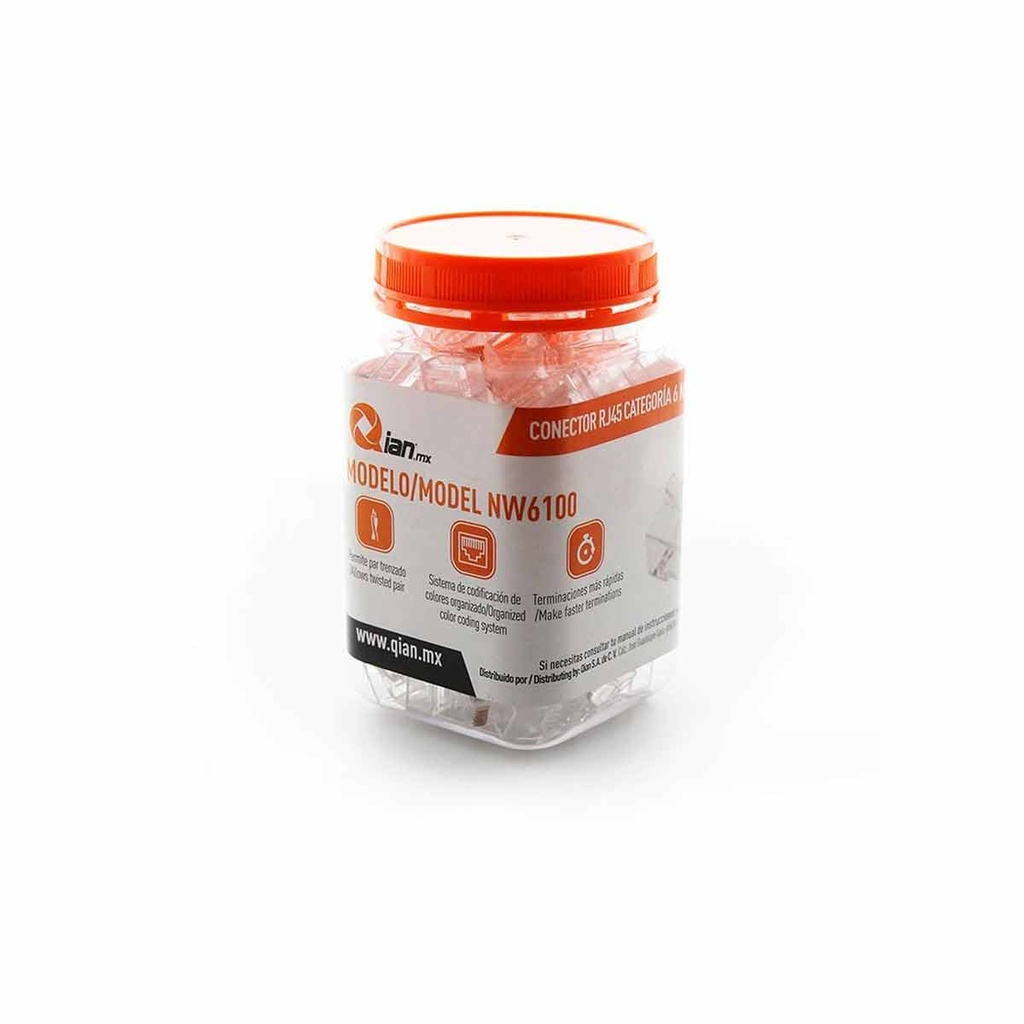 NW6100 BOTE DE PLUG CAT6 RJ45 100PZ