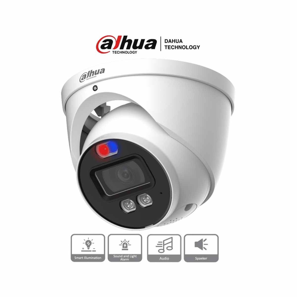 Dahua HAC-ME1509H-A-PV - Camara Domo TiOC de 5 MP/ Disuasión Activa Sirena y Estrobo integrado/ 2.8mm