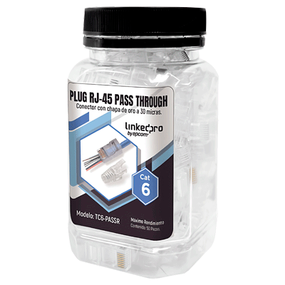 TC6-PASSR Bote con 50 Plugs Pass through RJ45 Cat6 sin blindaje (1013510)