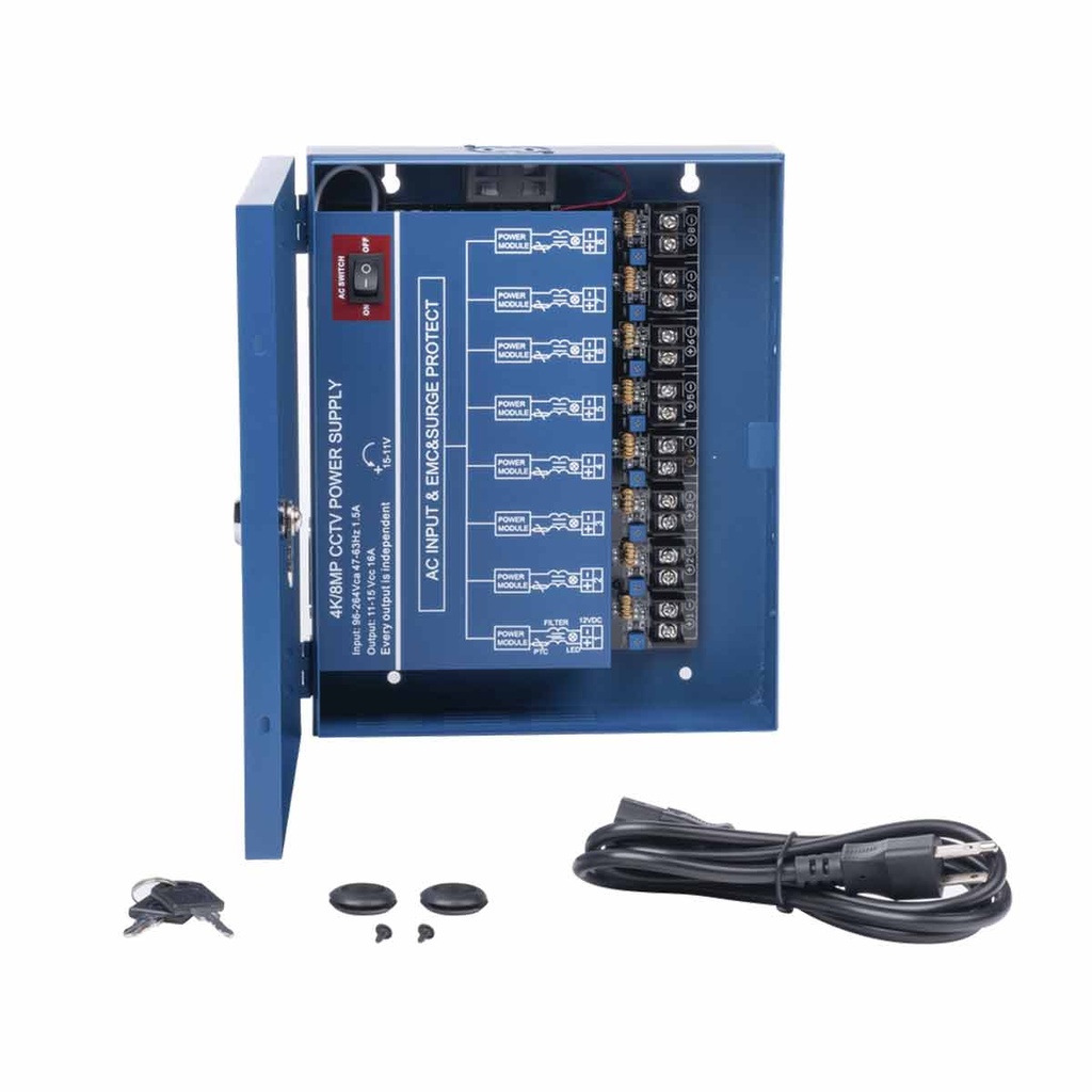 Fuente de Poder Profesional HEAVY DUTY @ 16 Amperes / 8 CH 