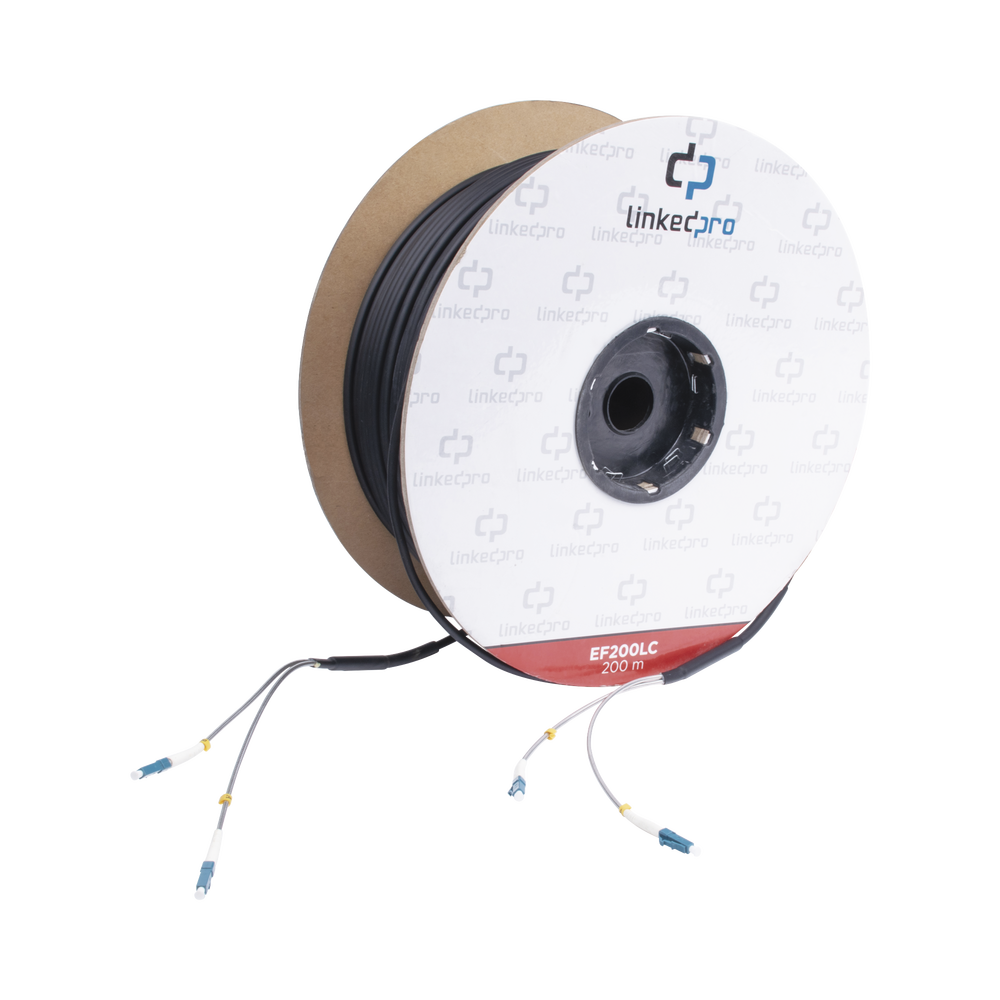 Carrete de Fibra Óptica Monomodo con conectores LC-LC Duplex