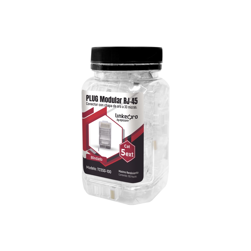 Bote con 100 Piezas de Plug Modular RJ45 Cat5e blindado 