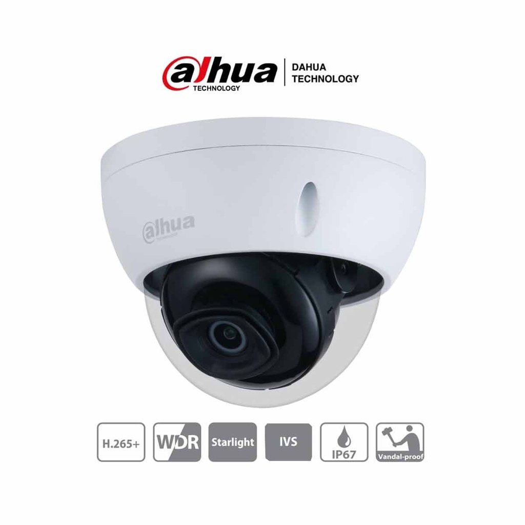 DAHUA IPC-HDBW2231E-S-S2  - Cámara IP Domo Antivandálica de 2 MP/ Lente de 2.8mm/ 106°