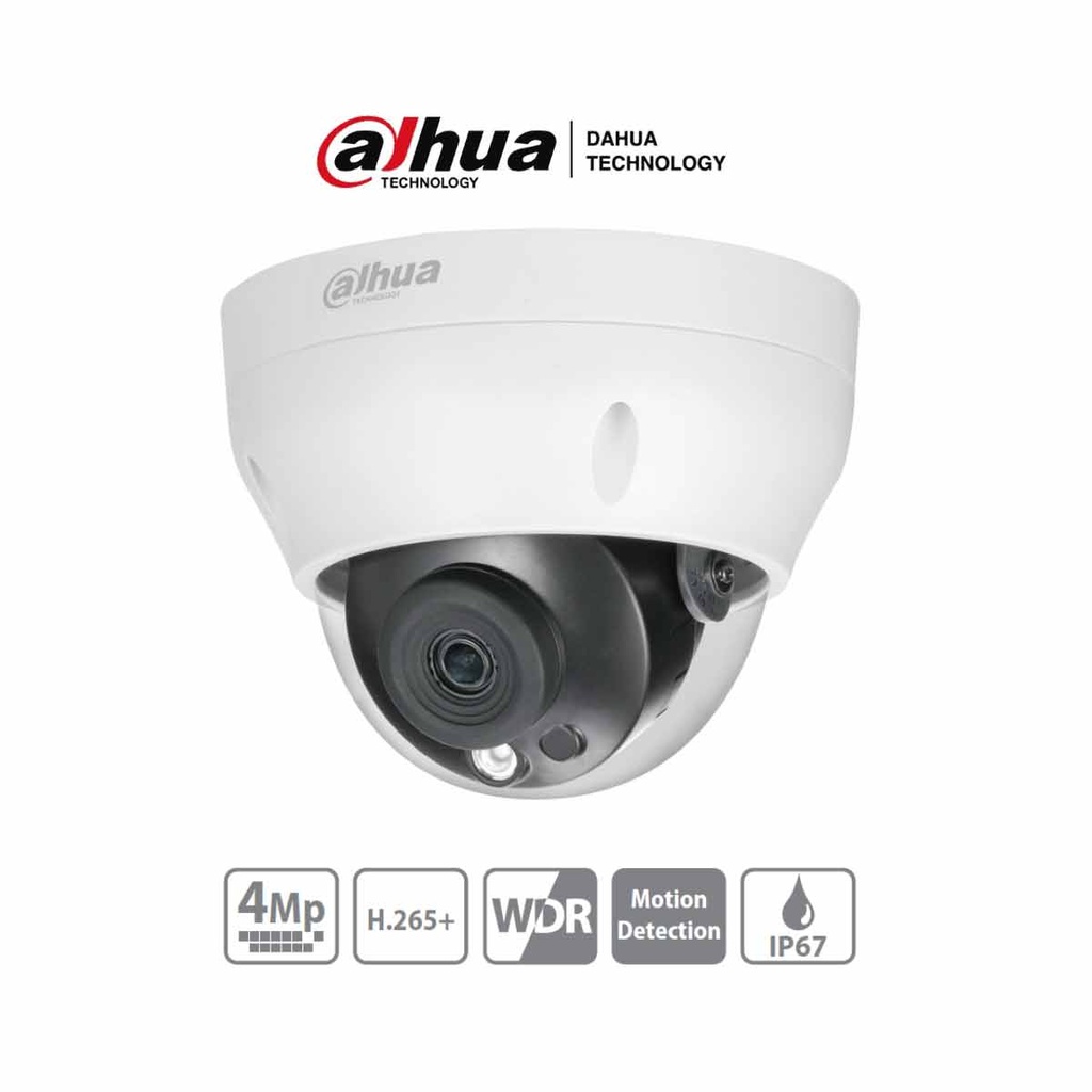 DAHUA IPC-HDPW1431R1-S4 -Camara IP Domo de 4 Megapixeles/ Lente de 2.8mm/ IR de 30 Mts/ H.265/ WDR Real