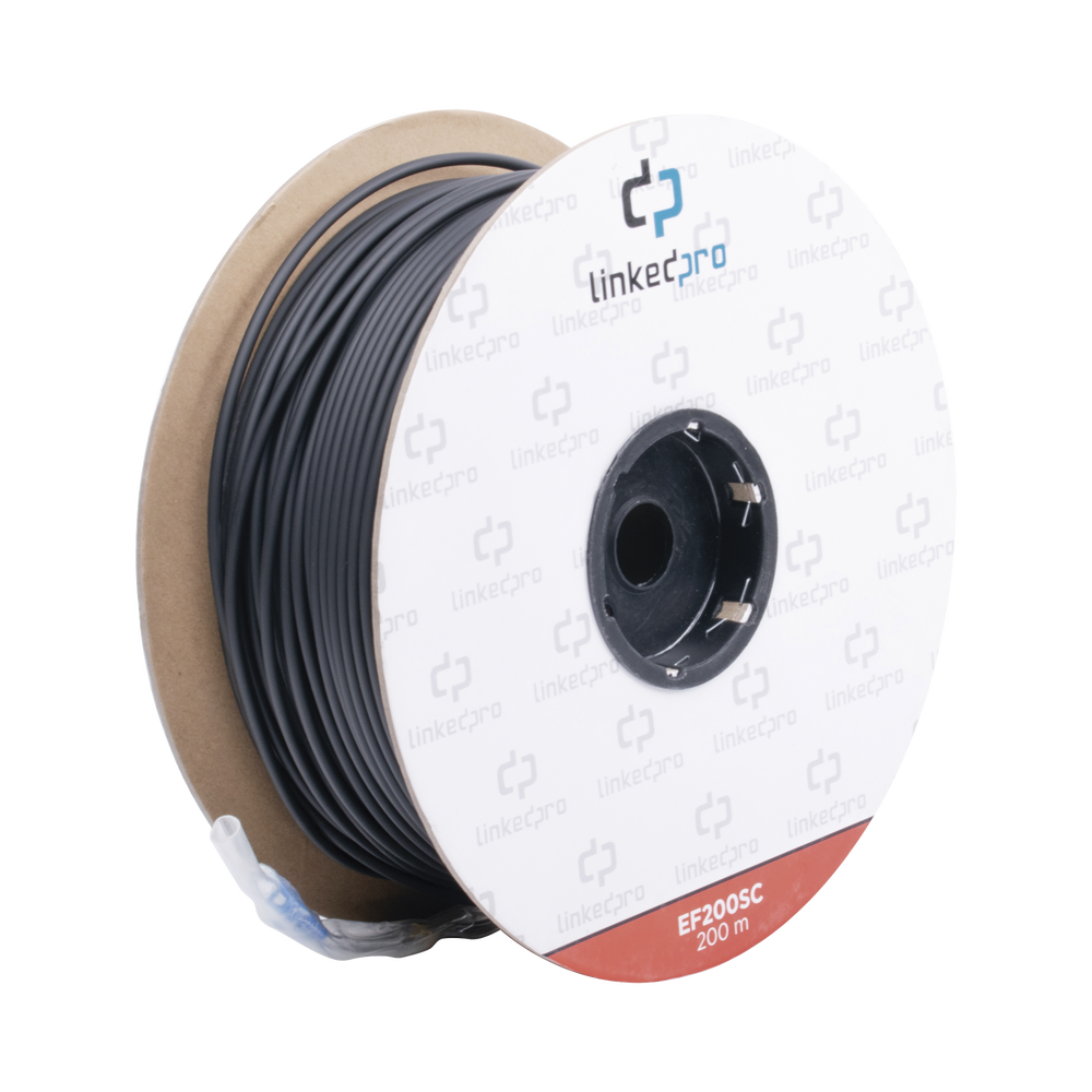 Carrete de Fibra Óptica Monomodo con conectores SC-SC Duplex, Reforzada 200mtro 