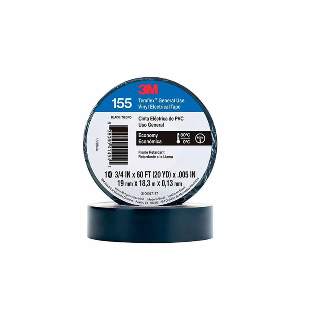 Cinta Aislar - Color Negro Uso General - 19mm x 18 3mm x 0 13mm