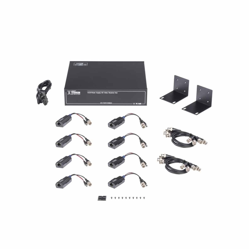 Kit de TRANSCEPTOR ACTIVO DE 8 CANALES / VIDEO+PODER en un solo Cable UTP 