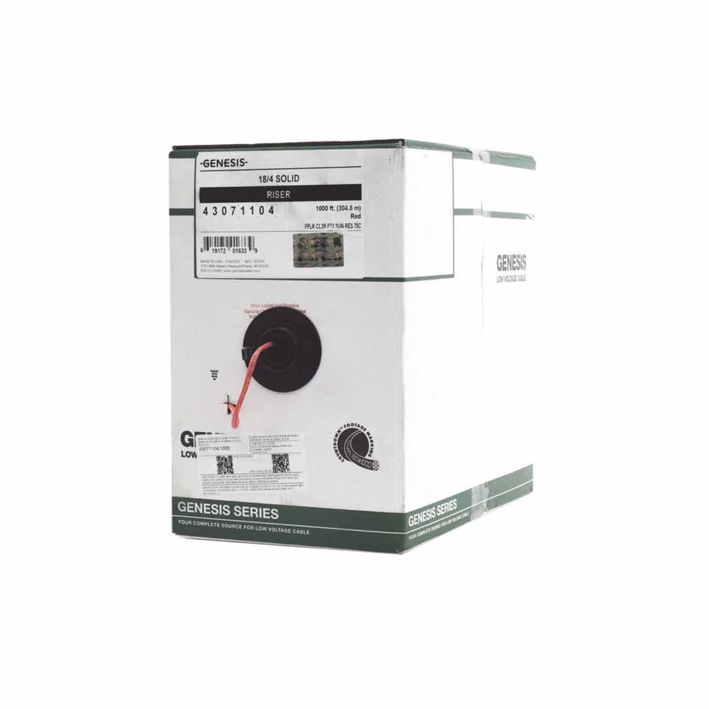 Bobina de 305 Metros de Alambre / 4x18 AWG / Tipo FPLR-CL2R / Resistente al Fuego 