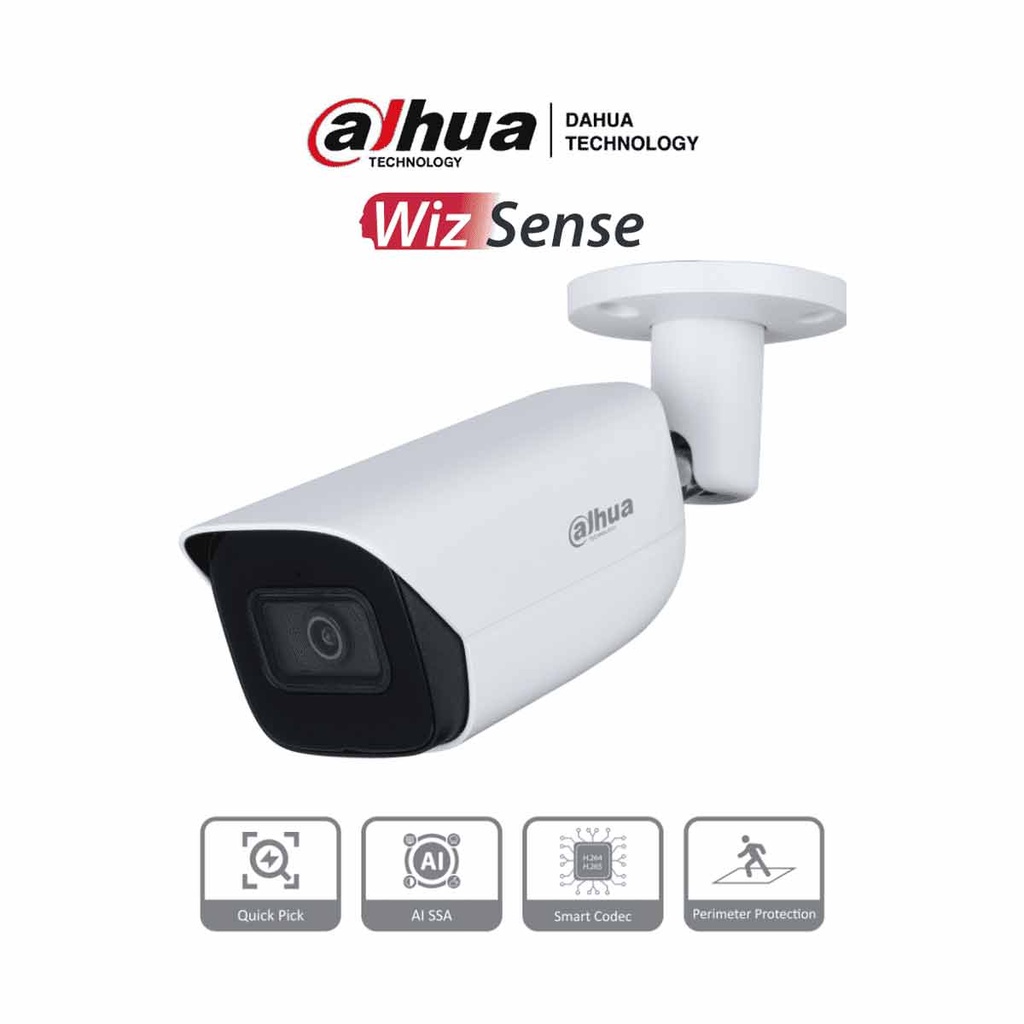 DAHUA IPC-HFW3441E-AS-S2 - Camara IP Bullet de 4 Megapíxeles con IA/ WizSense/ Lente de 2.8mm