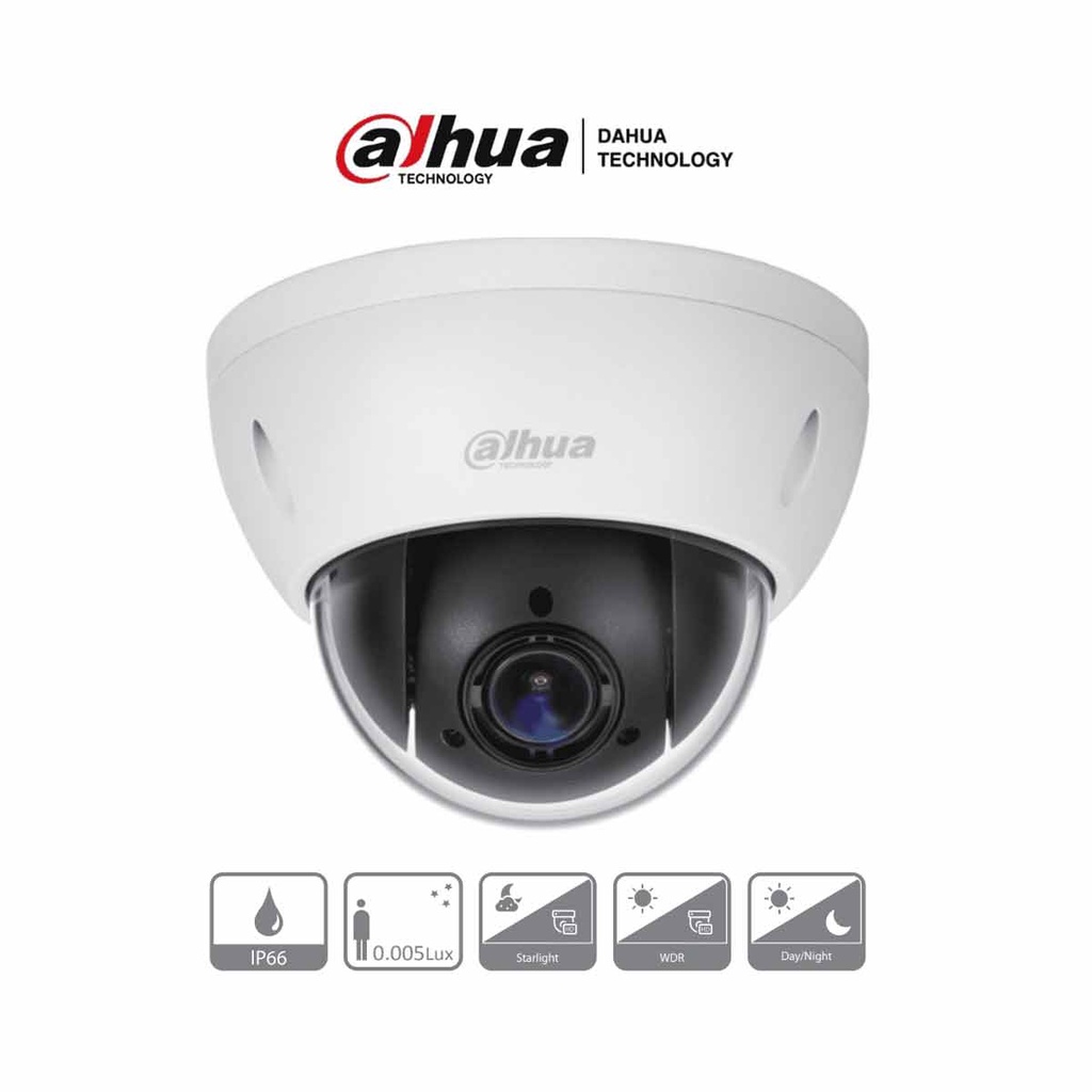 DAHUA  SD22204IN-GC - Cámara PTZ Mini Domo Antivandalica de 2 Megapixeles 