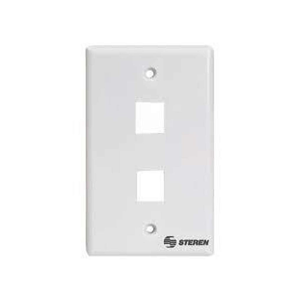 Placa para registro de 2 cavidades, para jack RJ45 CAT 5e y 6, tipo Keystone