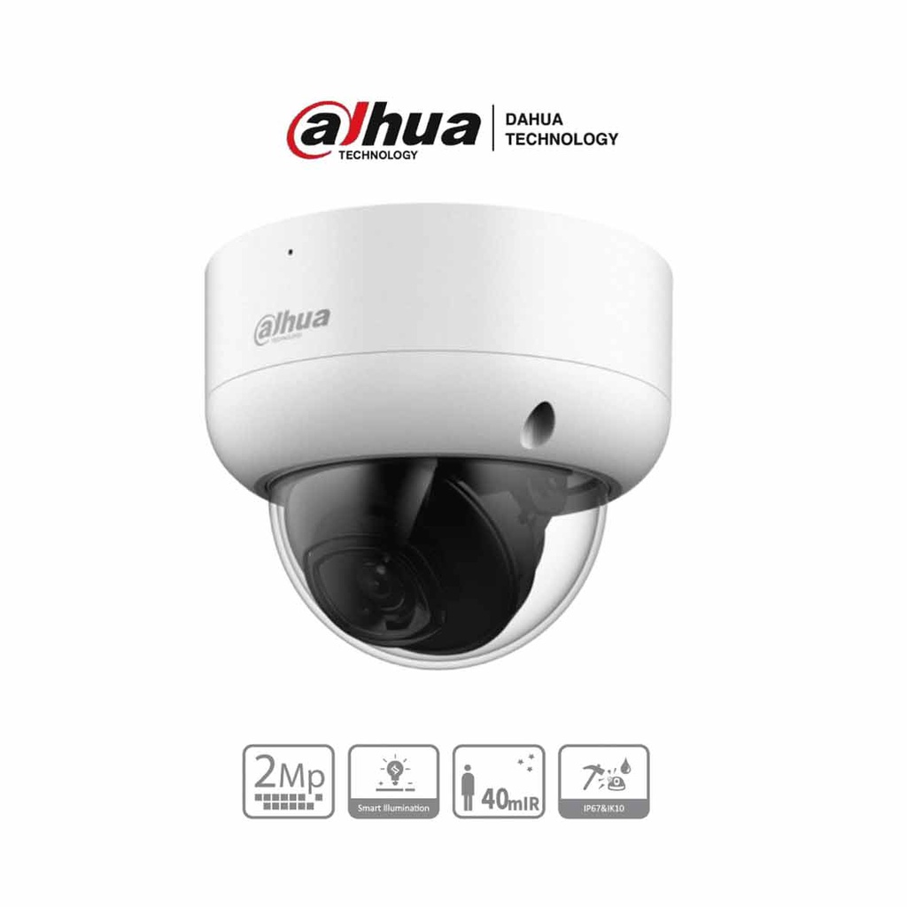 DAHUA HAC-HDBW1200EA - Cámara Domo de 2 Megapíxeles Antivandálica/ 1080p/ Lente 2.8 mm