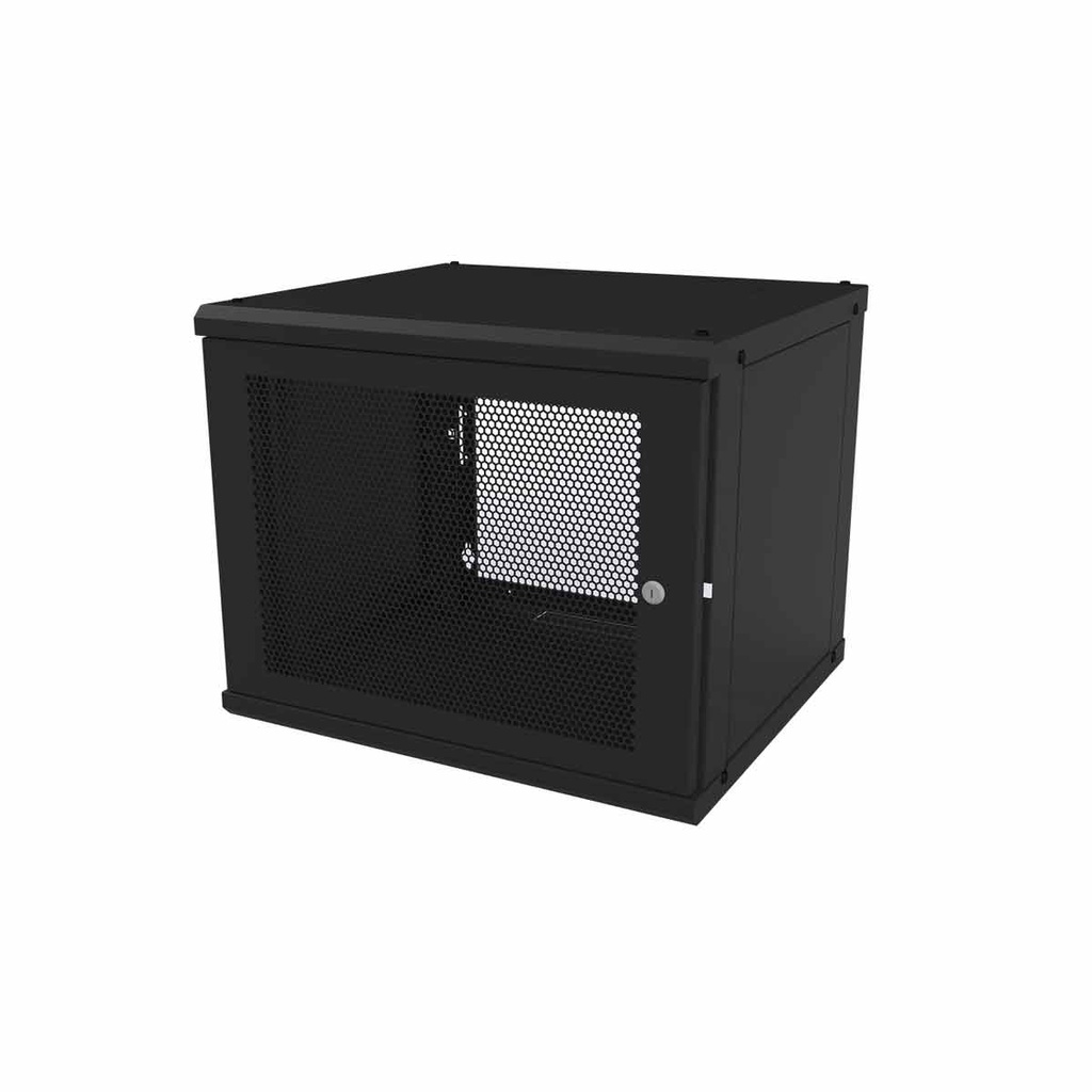 Gabinete de Pared Fijo, Puerta Perforada, con Rack de 19in, 9 Unidades de Rack