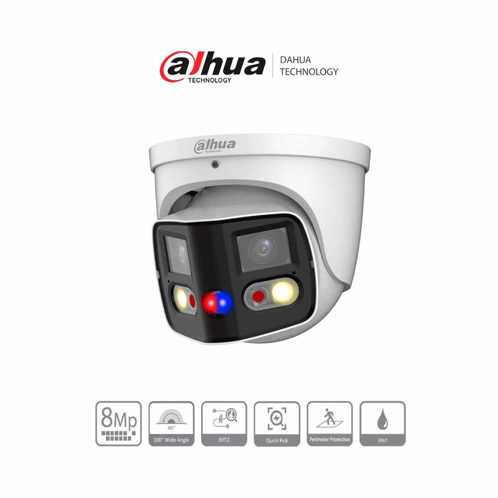 DAHUA IPC-PDW3849-A180-AS-PV Cámara IP WizSense Eyeball fija TiOC Dual de 2x4MP