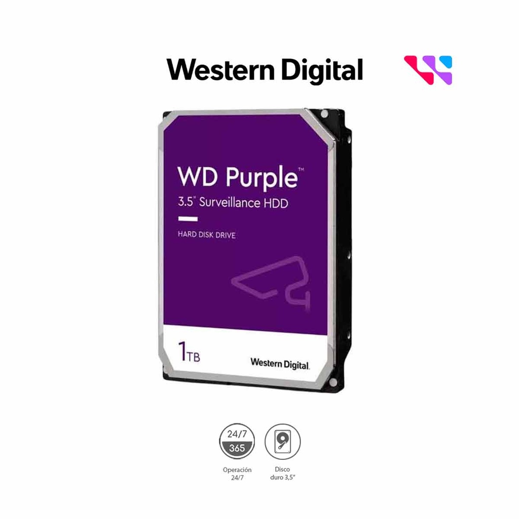 WESTERN WD11PURZ - Disco Duro de 1TB Purple/ Especial Para Videovigilancia 
